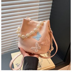 Velvet Bucket Bag with Bow Magnetic Closure 2025 Summer