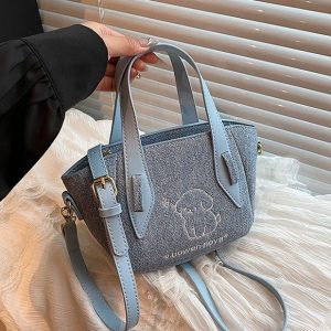 PC Basket Bag Single Shoulder Crossbody with Zipper