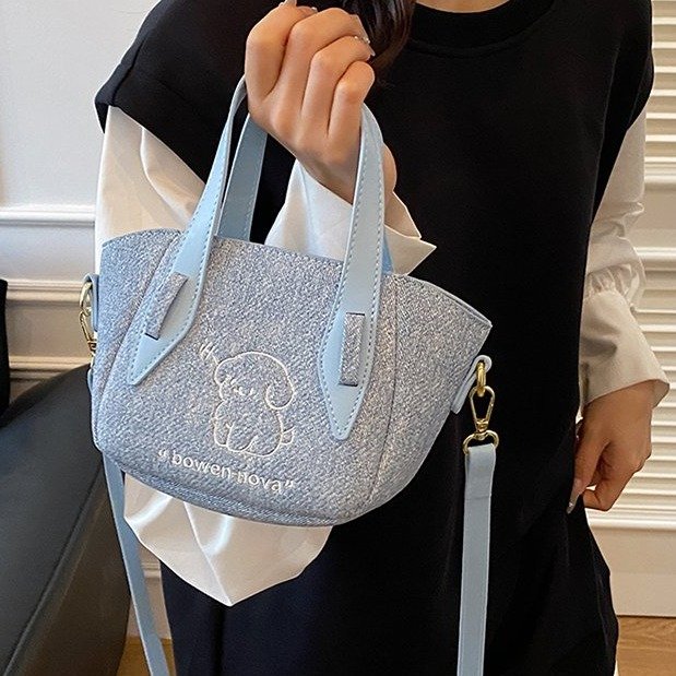 PC Basket Bag Single Shoulder Crossbody with Zipper - Image 2