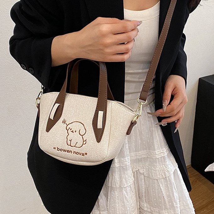 PC Basket Bag Single Shoulder Crossbody with Zipper - Image 4