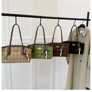 Women's PU Underarm Shoulder Bag with Embossed Detail and Zip Closure