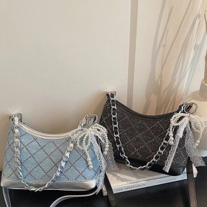 Rhinestone PU Crossbody Bag with Zip Closure - Summer 2026