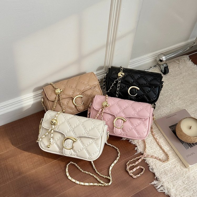 Women's One Shoulder Crossbody Handbag with Zip Clasp - Summer 2026 - Beige,Black,Khaki,Pink - One Size