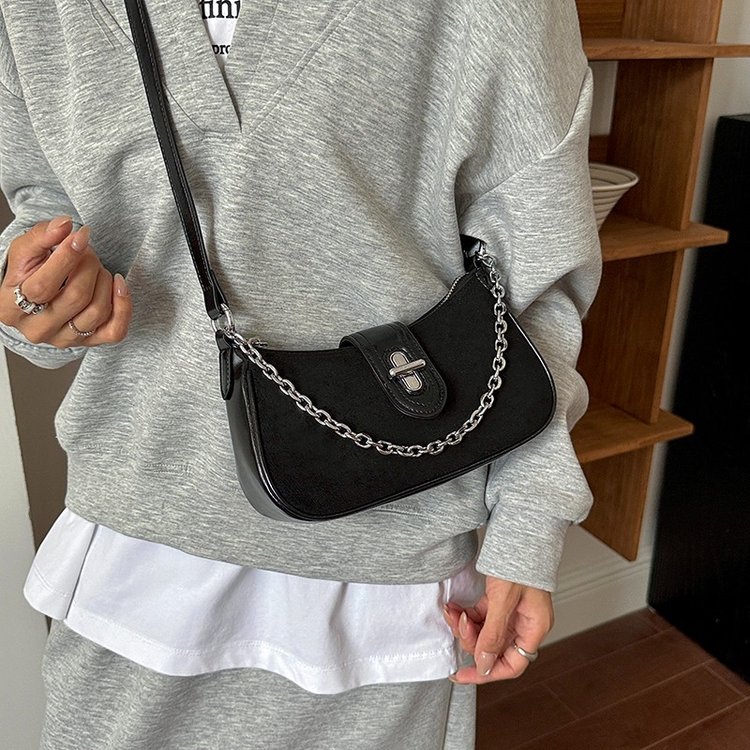Women's One Shoulder Crossbody Bag with Lock Closure - Fall 2026 - Black,Coffee,Brown - One Size - Image 3