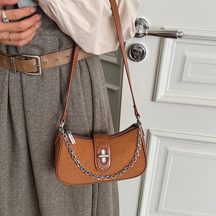Women's One Shoulder Crossbody Bag with Lock Closure - Fall 2026 - Black,Coffee,Brown - One Size - Image 4